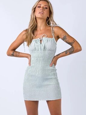 Princess Polly Korina Green Gingham Mini Dress